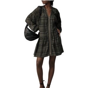 Anthropologie Plaid Front Zipper Mini Dress Size Medium NWT